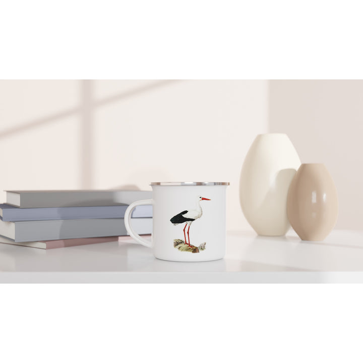 Emaljkopp med Vit stork