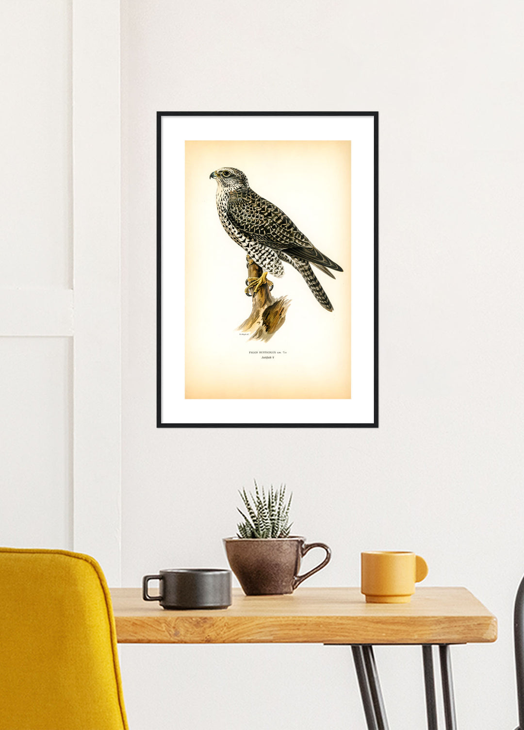 Fågeln Jaktfalk på klassisk vintage poster/affisch